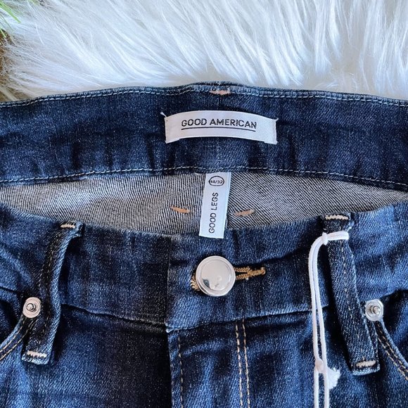 NEW GOOD AMERICAN Good Legs Skinny Dark Wash Distress High Waist Jeans S… - Picture 4 of 12